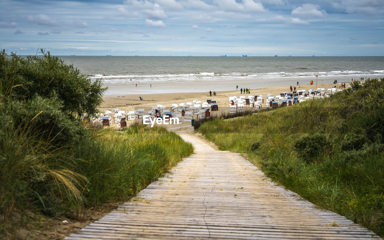 Scenic view of beach against sky