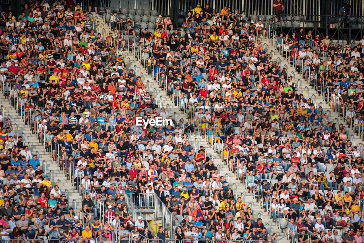 High angle view of people sitting in stadium