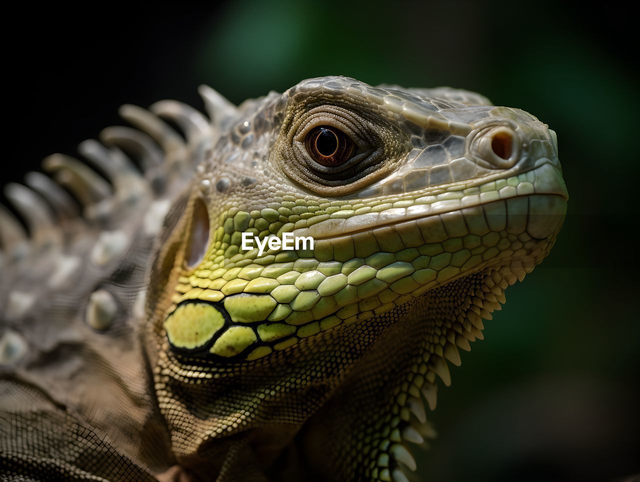 close-up of iguana on field