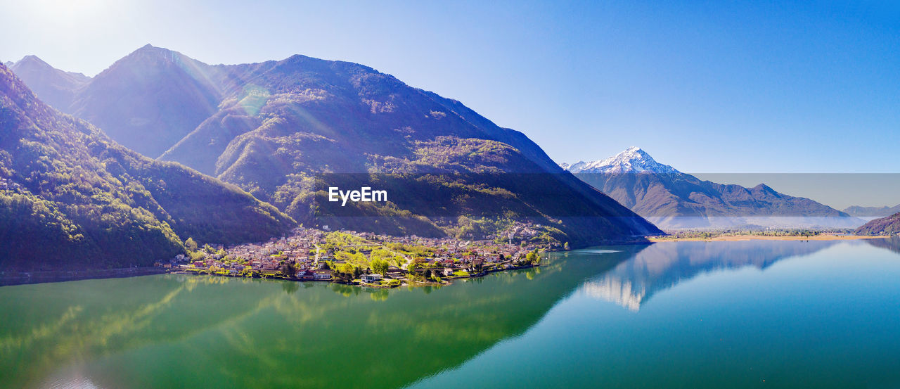 SCENIC VIEW OF LAKE BY MOUNTAINS AGAINST SKY