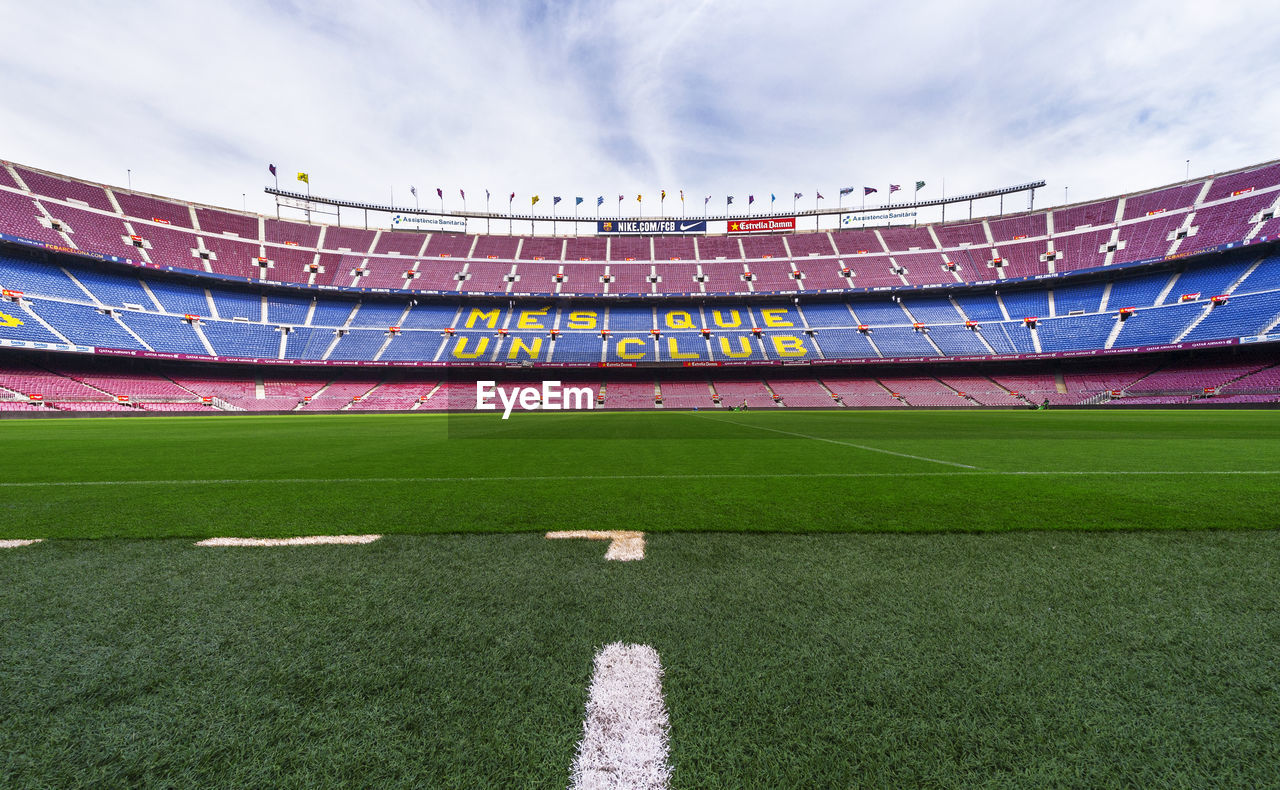 EMPTY SOCCER FIELD AGAINST SKY