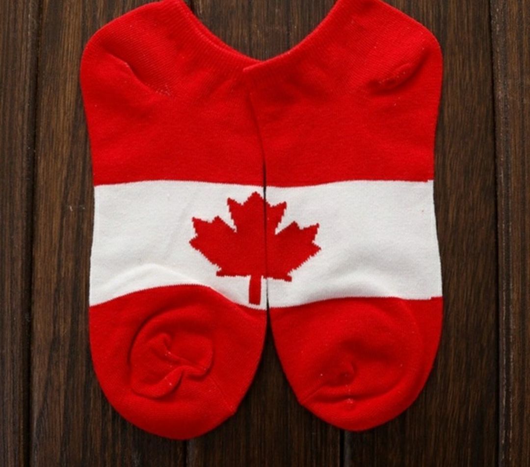 Close-up of canada flag on socks