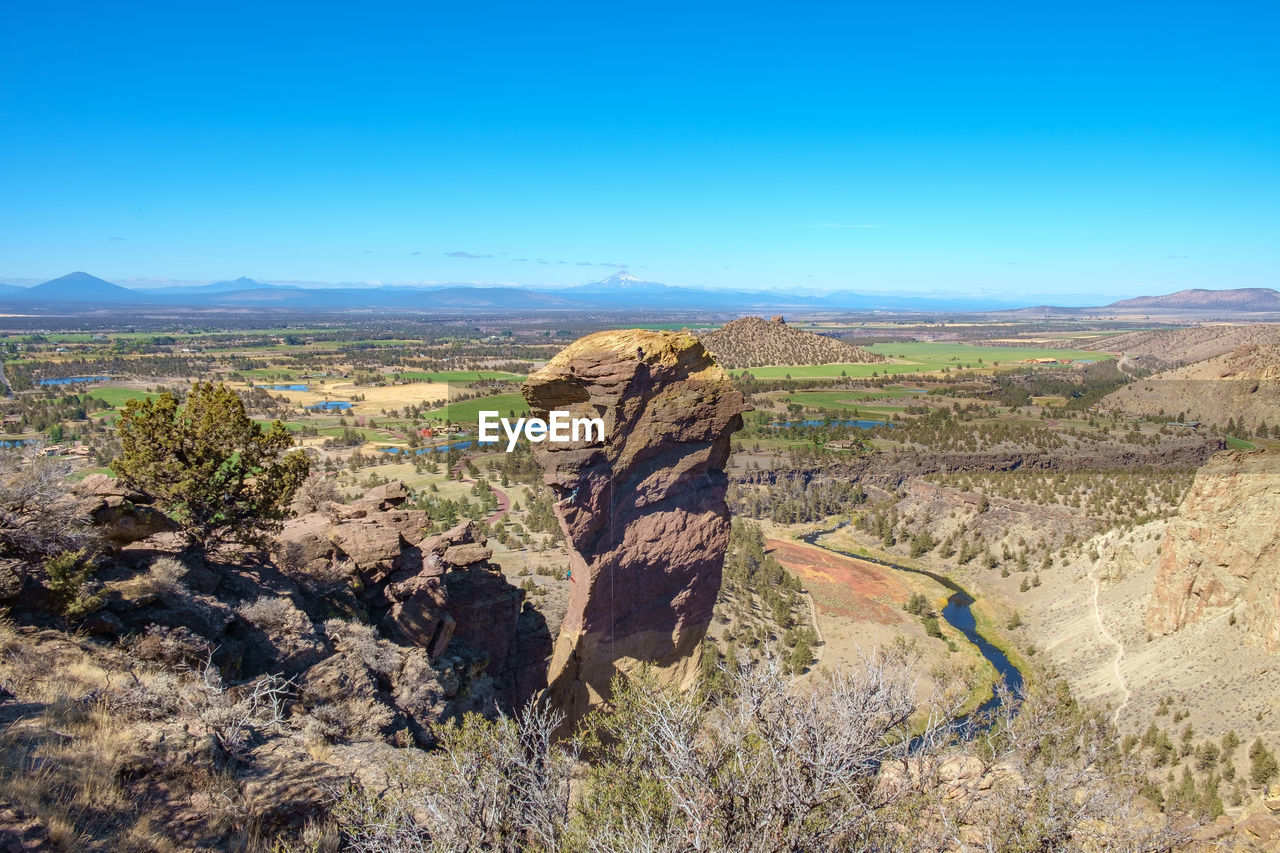 Scenic view of landscape against clear blue sky