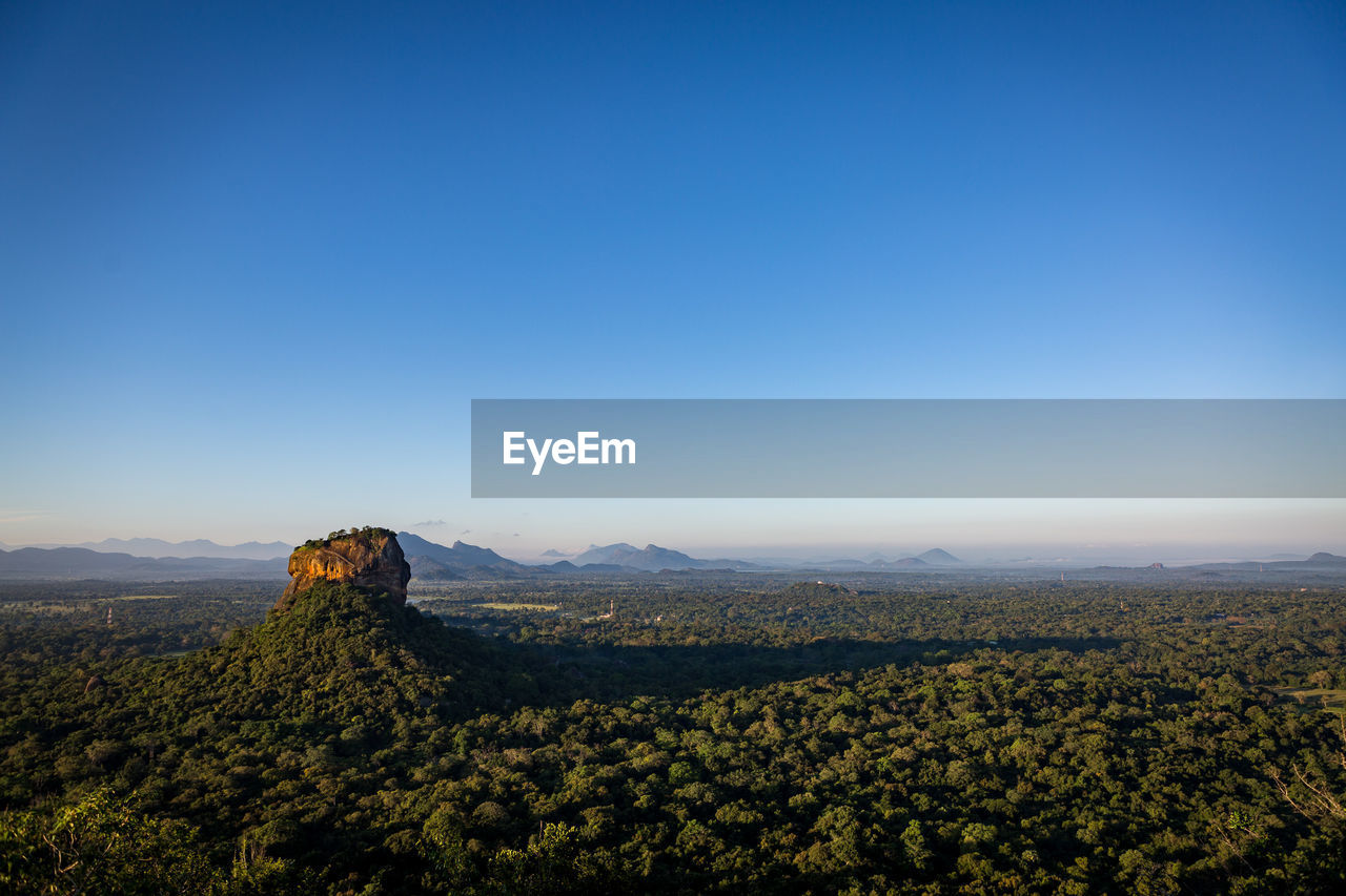 Scenic view of field against blue sky