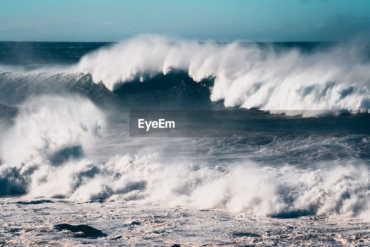 low angle view of sea waves