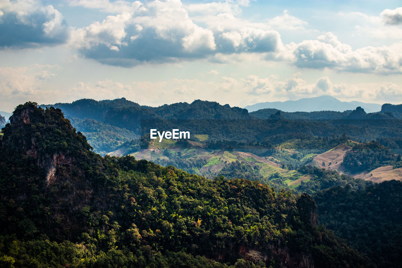 Scenic view of mountains against sky