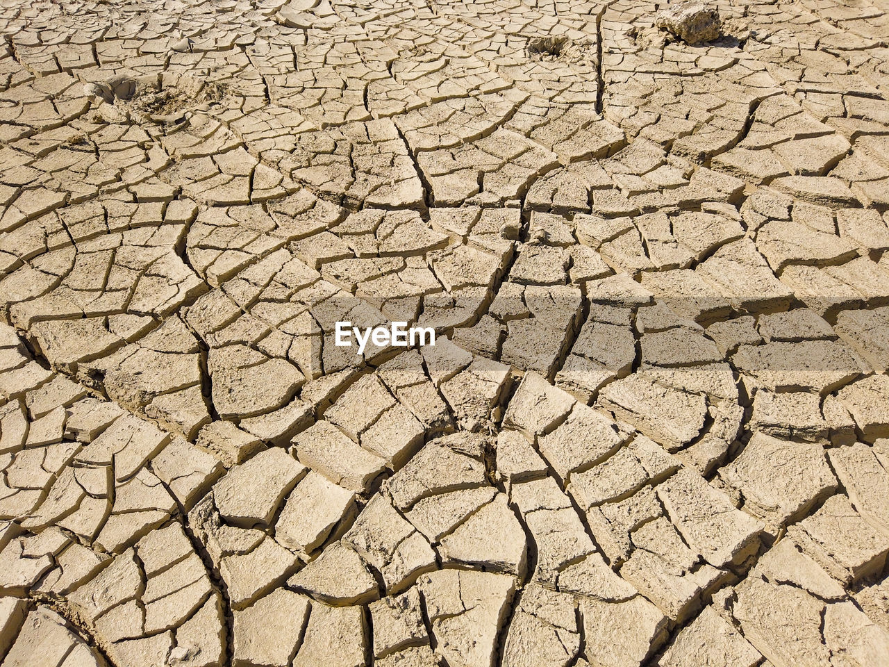 FULL FRAME SHOT OF CRACKED LAND ON DRY LEAVES