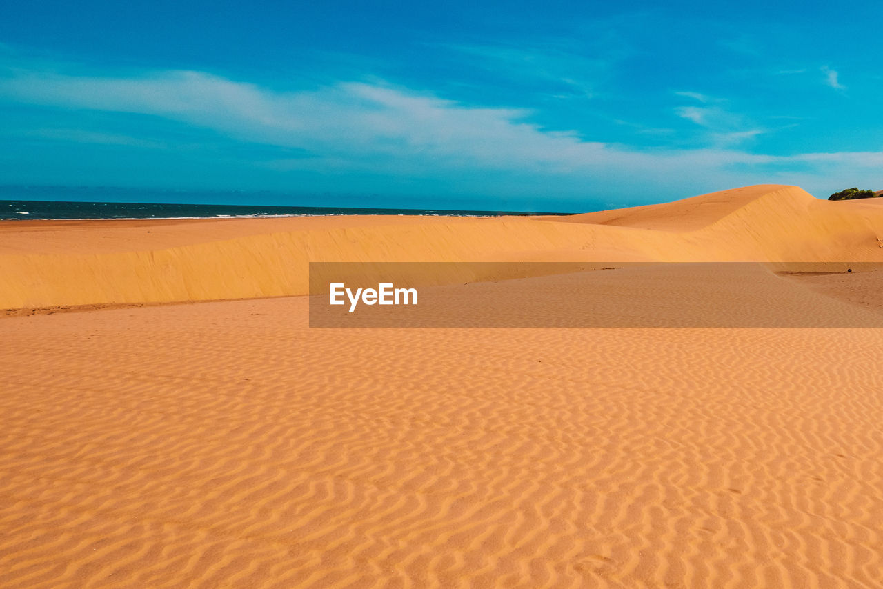 land, sand, sand dune, erg, landscape, environment, sky, scenics - nature, desert, nature, climate, beauty in nature, cloud, singing sand, arid climate, travel, animal wildlife, travel destinations, tranquility, no people, accidents and disasters, tourism, dune, non-urban scene, horizon, blue, dry, orange color, animal, outdoors, sunlight, tranquil scene, horizon over land, dramatic sky, natural environment, urban skyline, day, animal themes, semi-arid, loneliness, solitude, drought, grassland, tropical climate, remote, extreme terrain, summer, sea, hill, safari, sunset, beach, natural phenomenon, sunny, water, pattern, bone