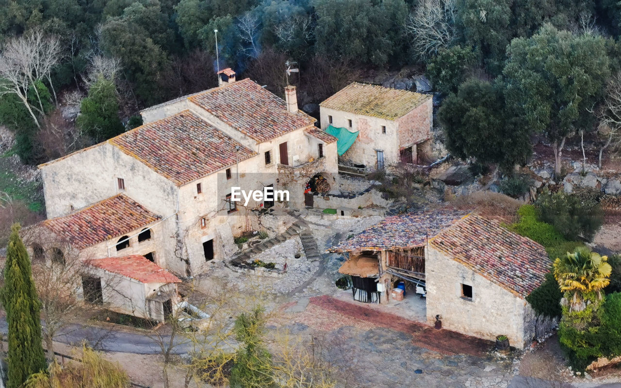 High angle view of buildings in city