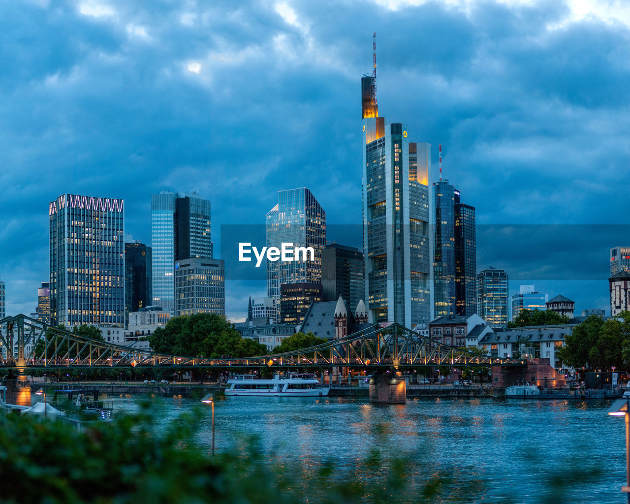 Sunset shot of the skyline of frankfurt