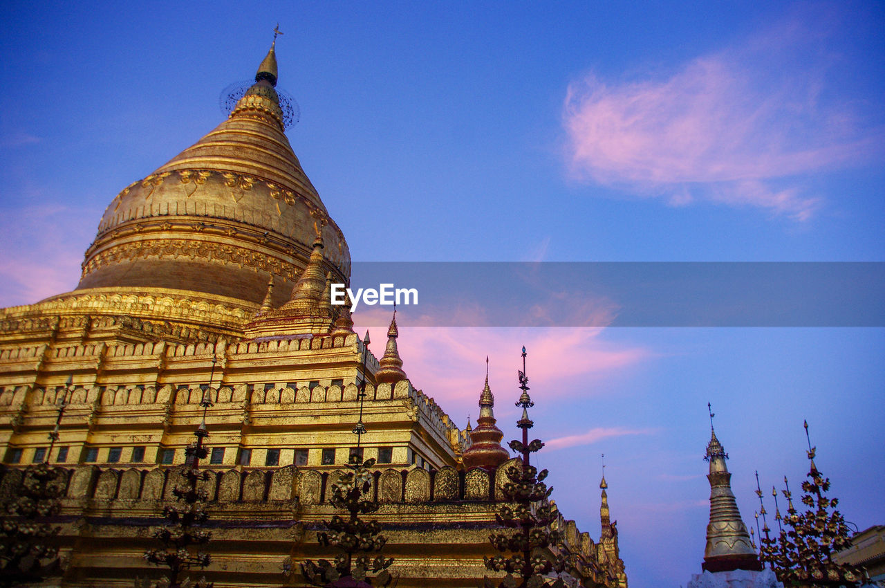 Low angle view of temple building against sky