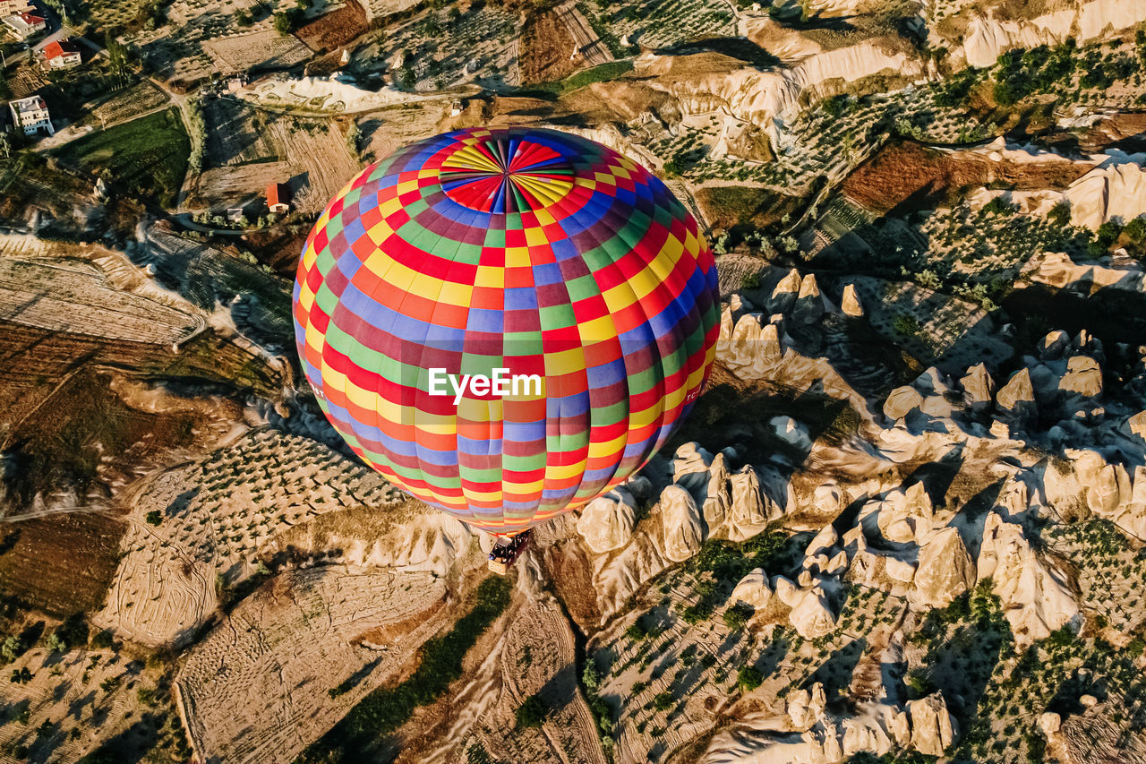 Aerial view of hot air balloon