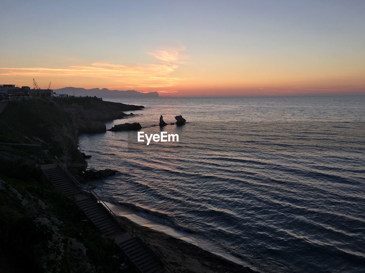 SCENIC VIEW OF SEA DURING SUNSET