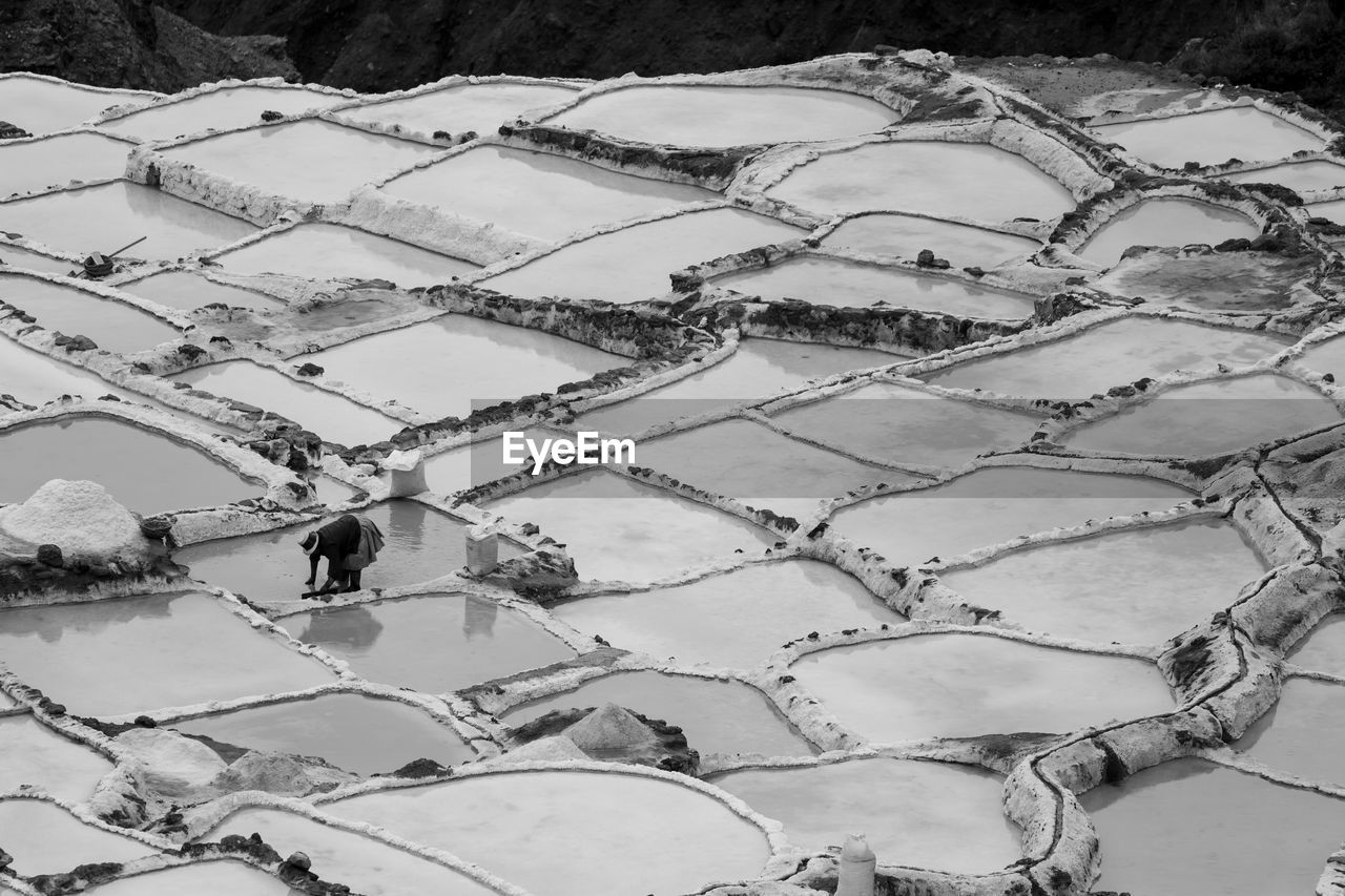 HIGH ANGLE VIEW OF SNOWY FIELD AGAINST SKY