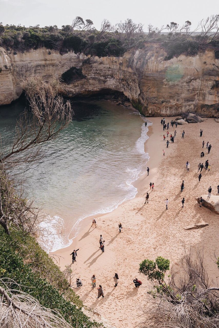 High angle view of people at beach