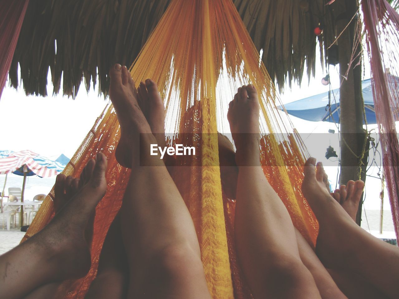 Close-up of people in a hammock 