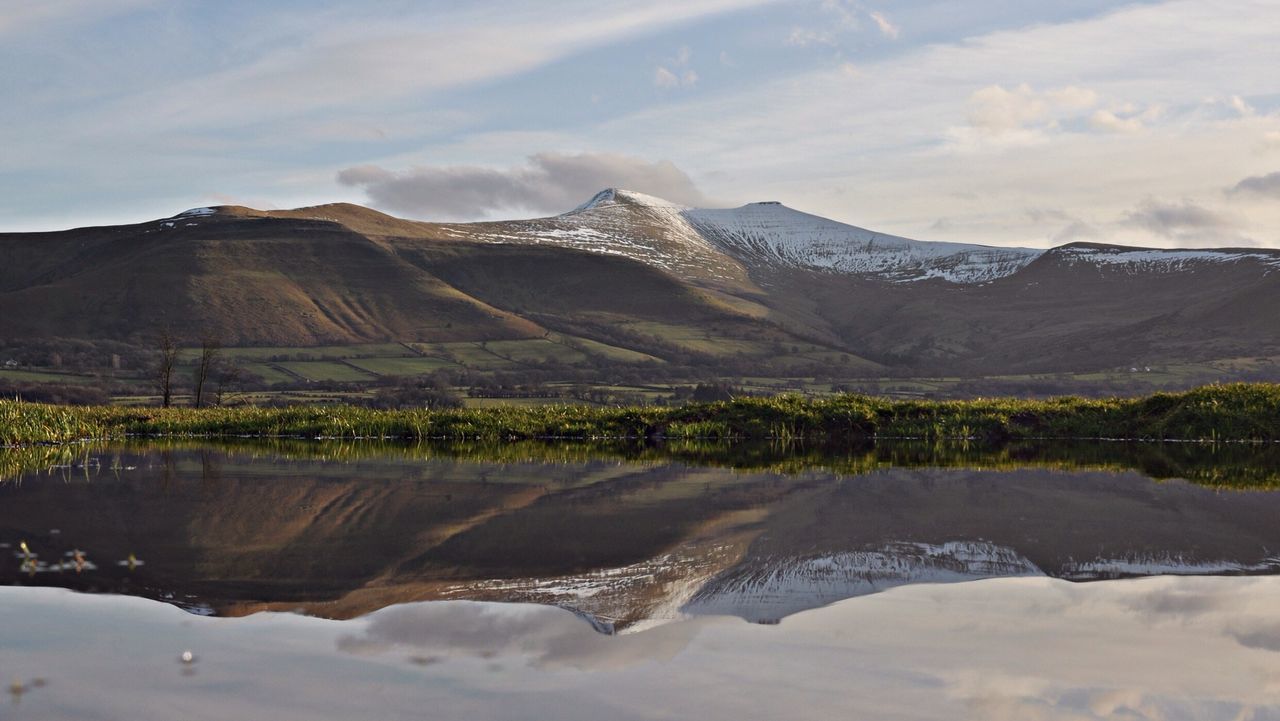 Reflection of mountains on lake