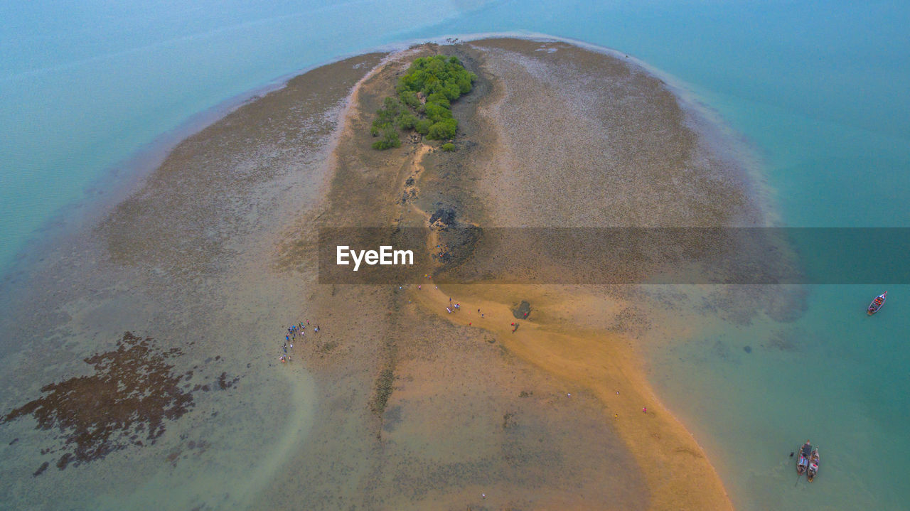 HIGH ANGLE VIEW OF PEOPLE ON SAND AT BEACH