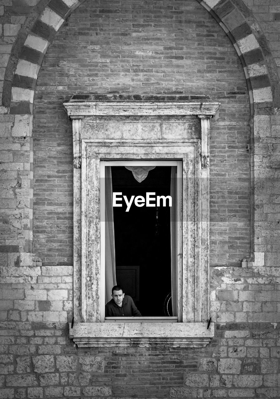 closed wooden door of old building