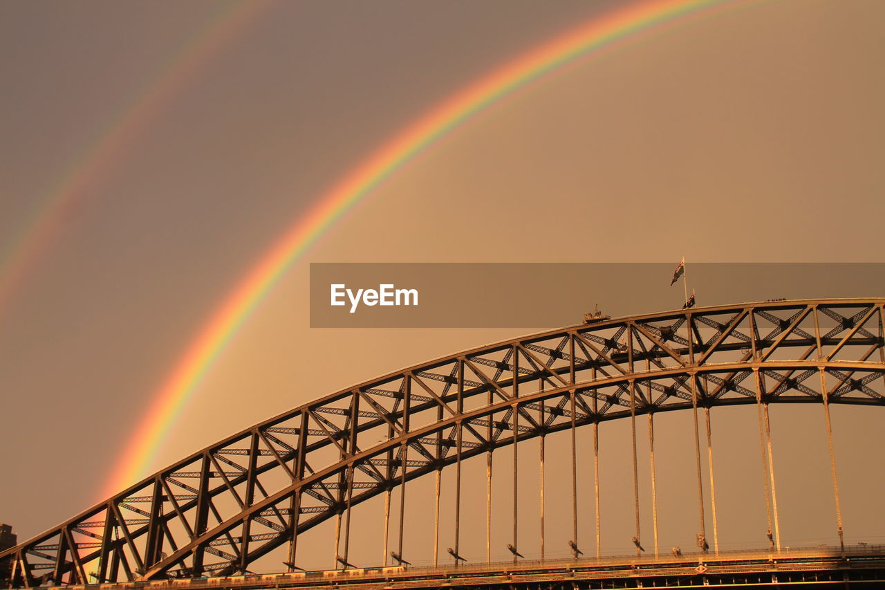 Low angle view of rainbow bridge against sky