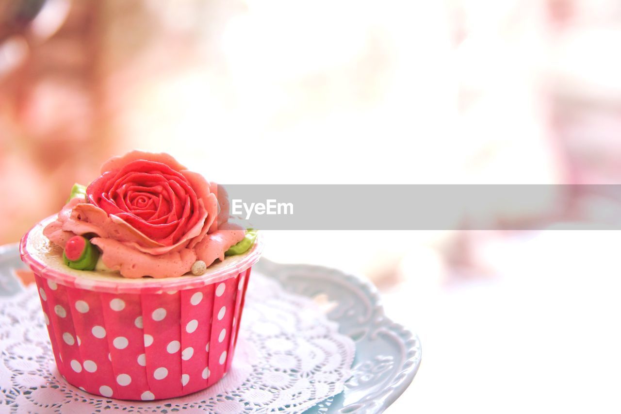 Close-up of cupcake in plate