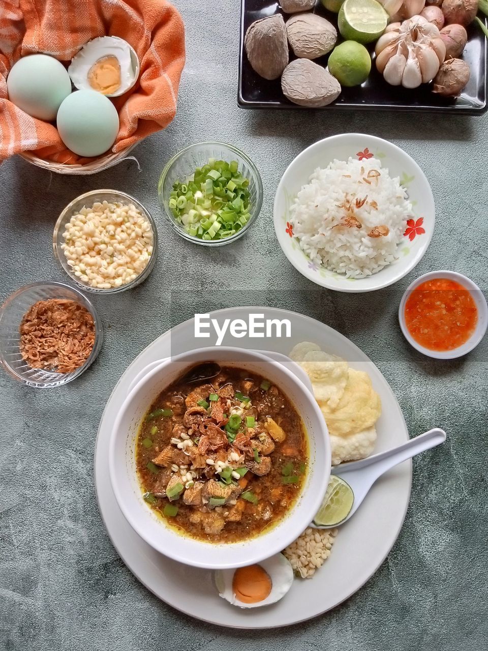 High angle view of food on table