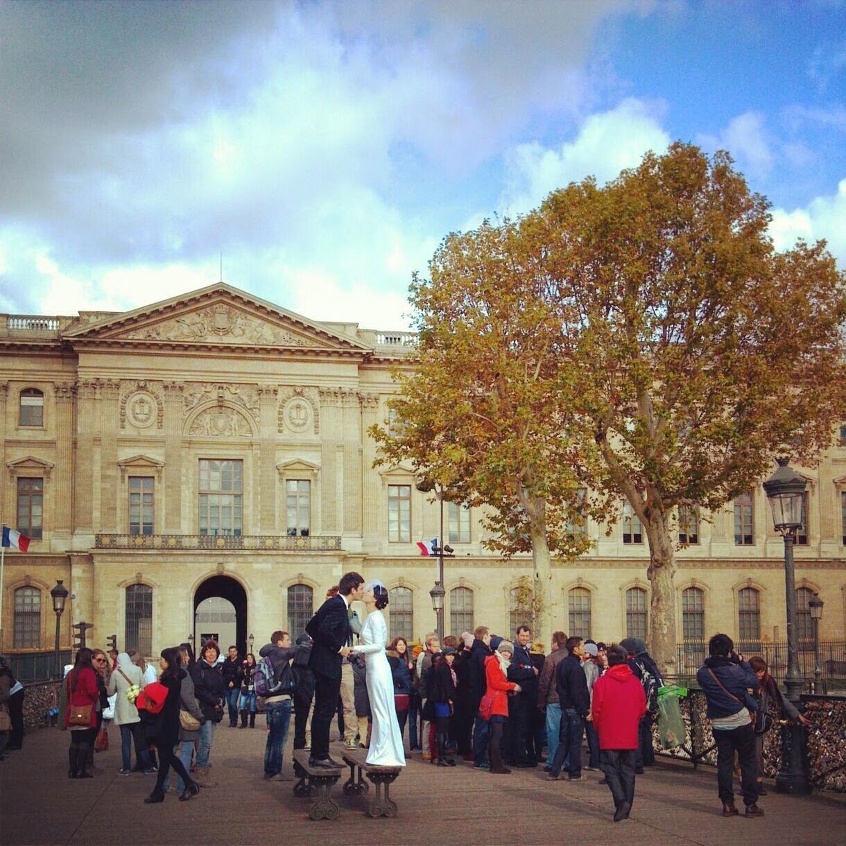 PEOPLE WALKING IN TOWN SQUARE