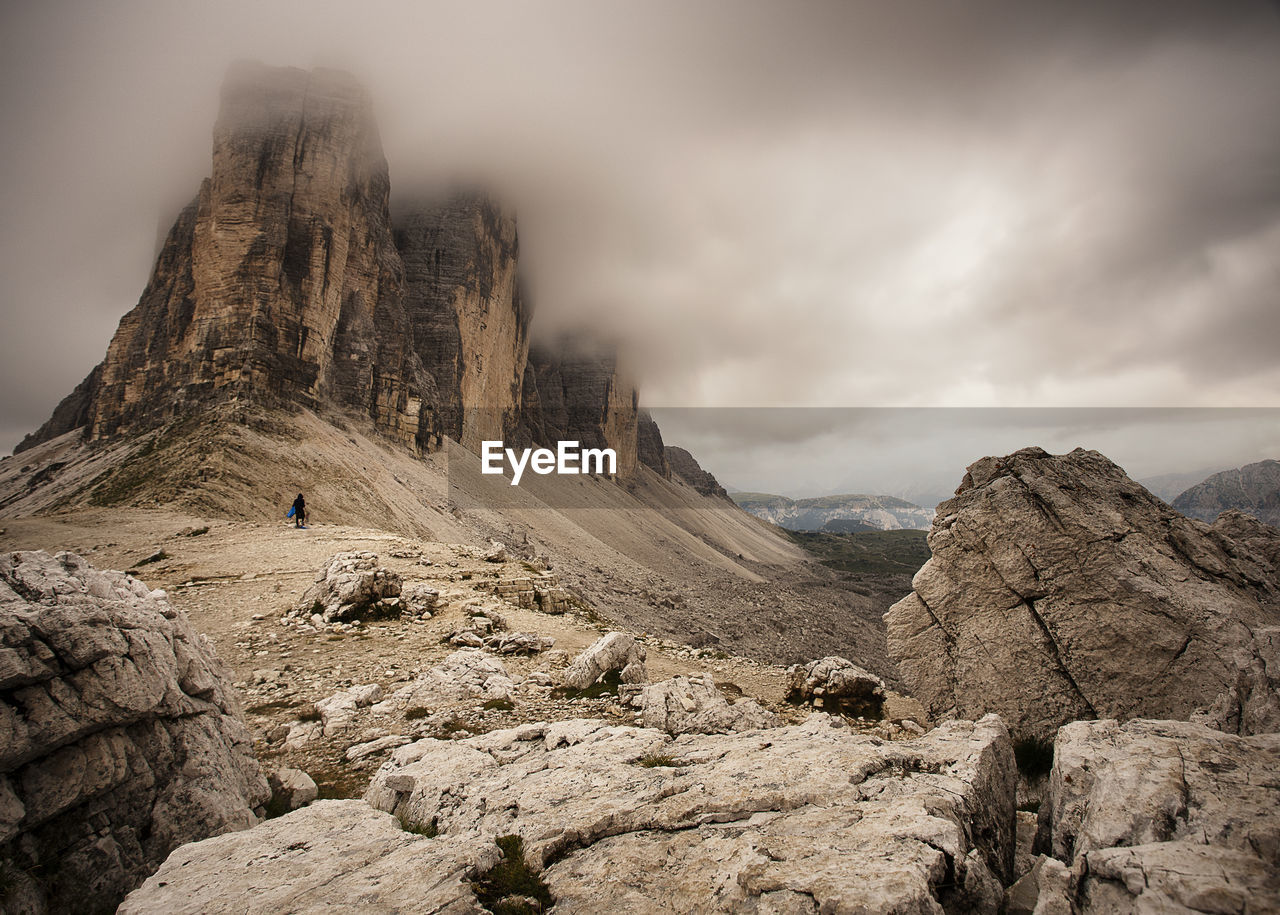 Rock formations on landscape against sky