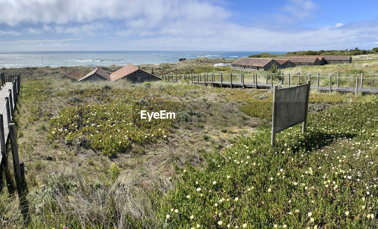 high angle view of old ruins against sky