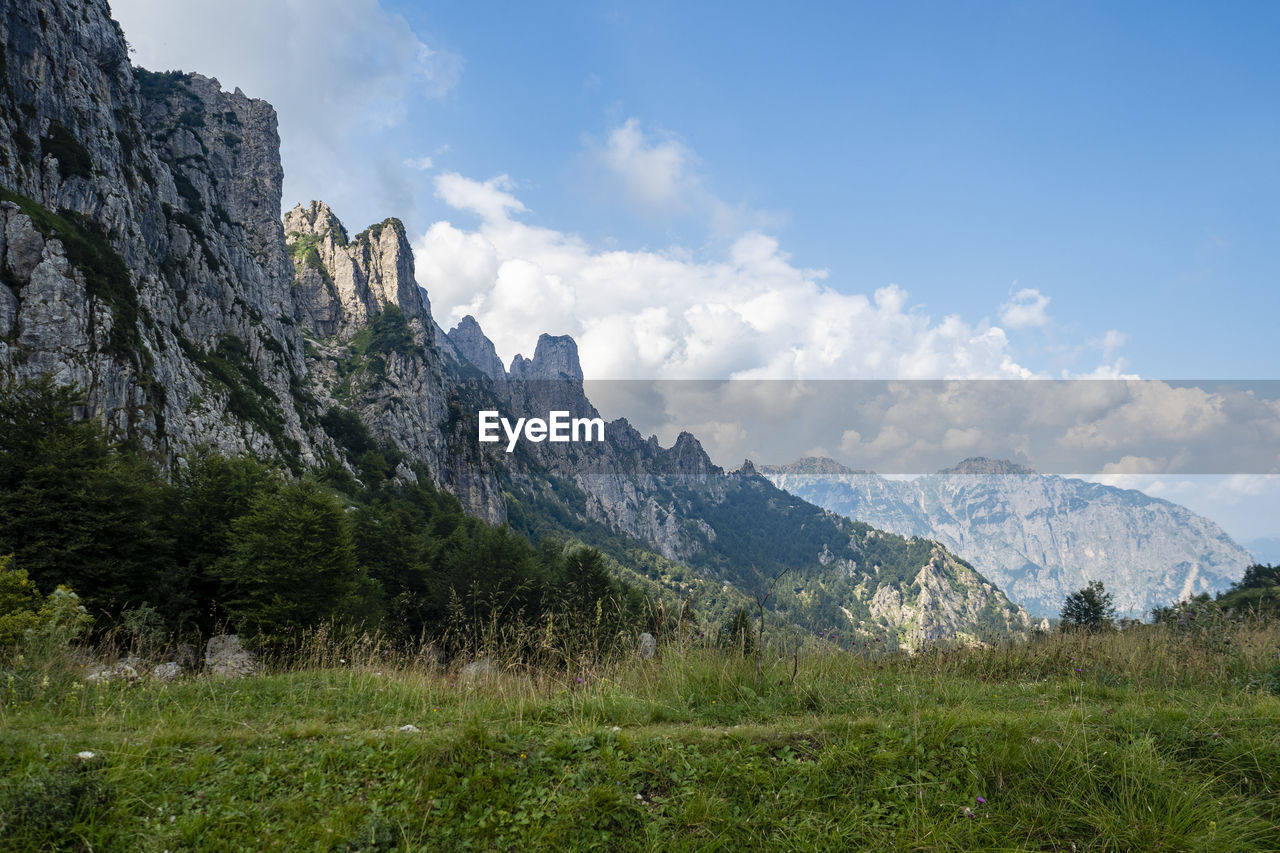 Scenic view of mountains against sky