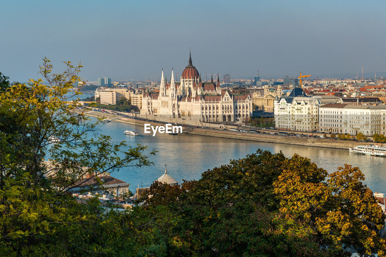 Hungarian parliament building with budapest city, budapest, hungary