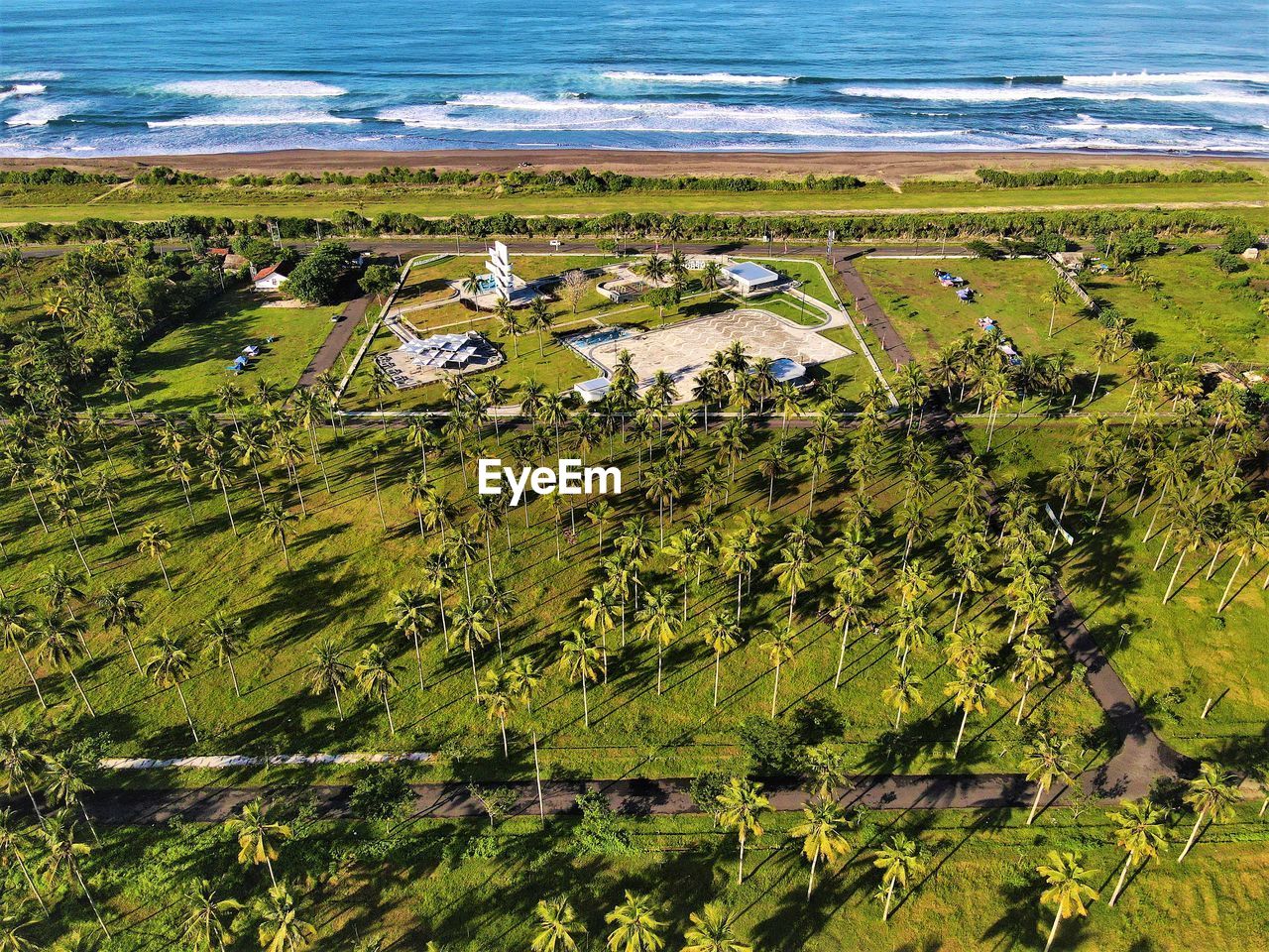 High angle view of agricultural field on the beach