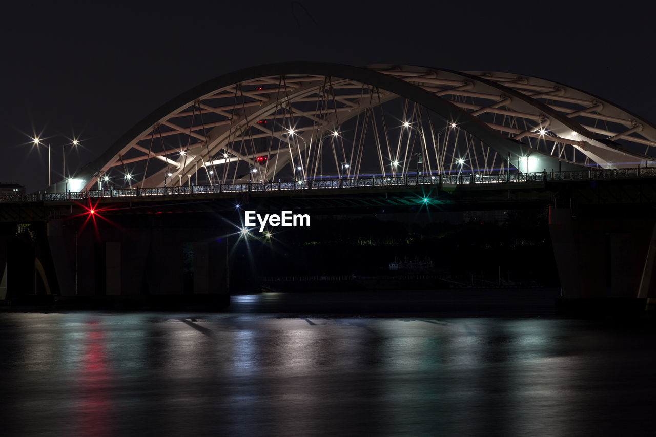 Bridge by han river in city at night