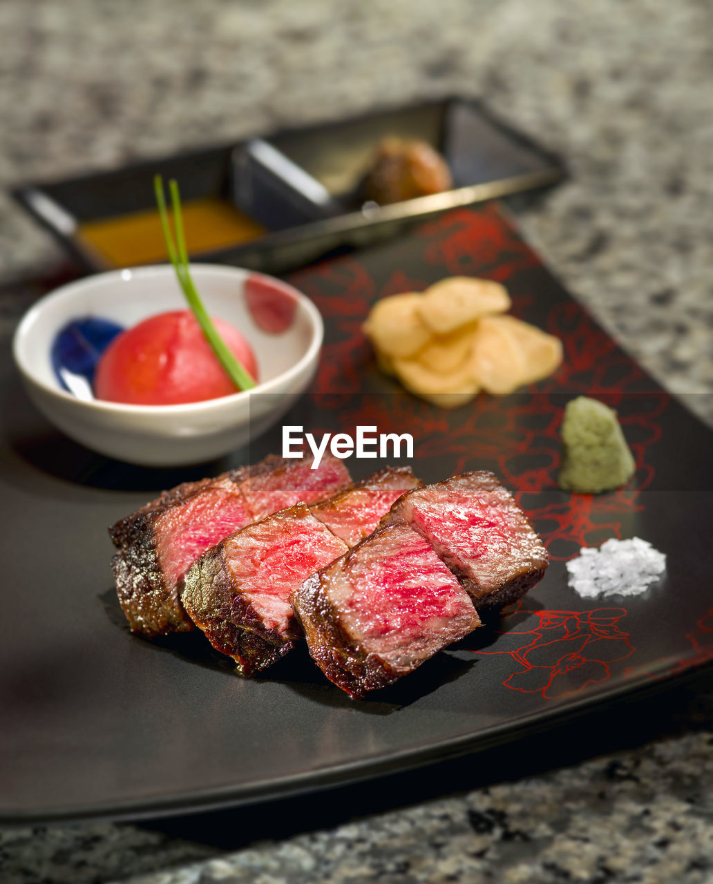 Close-up of wagyu beef teppanyaki