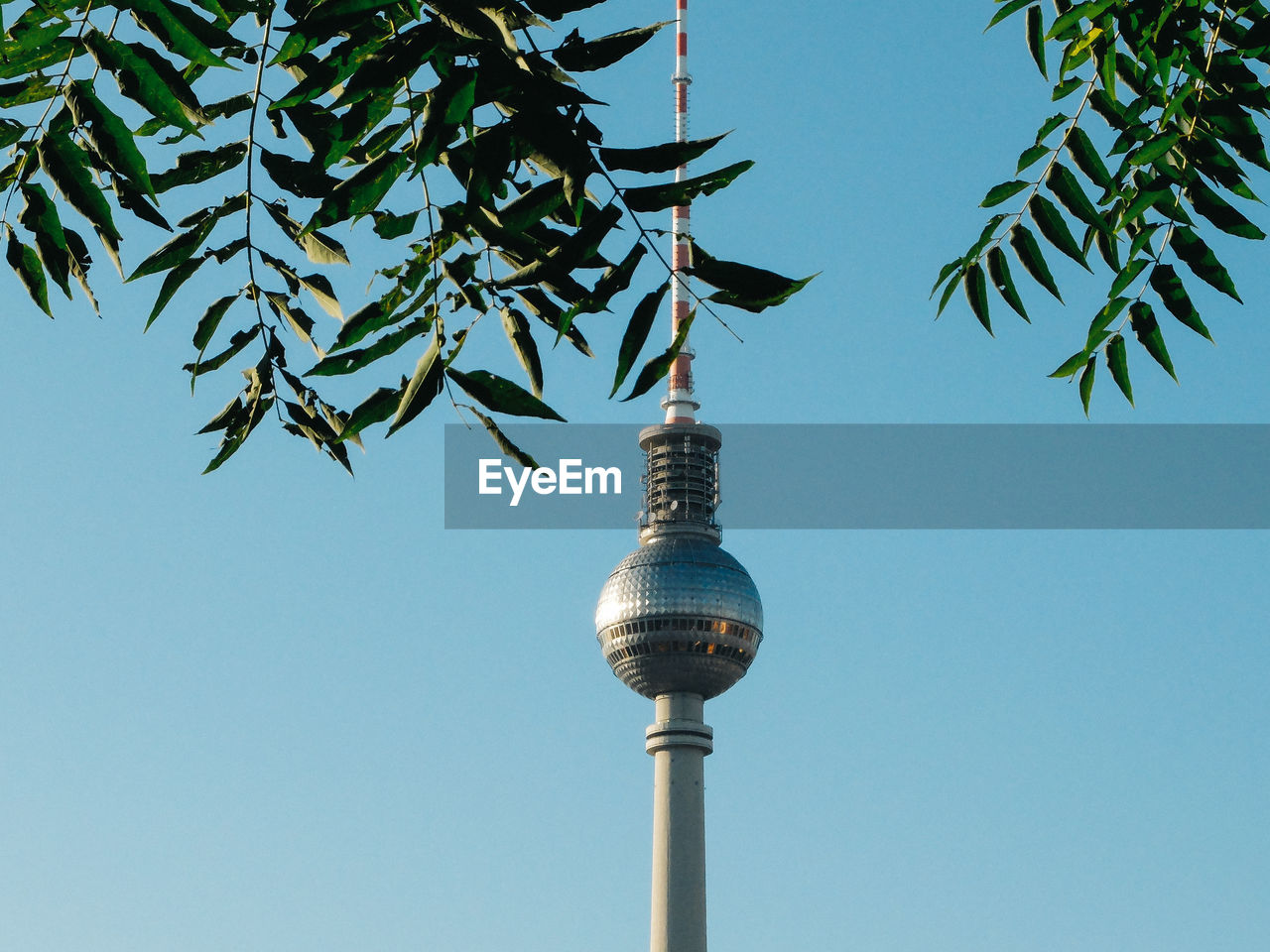 High section of fernsehturm against clear sky