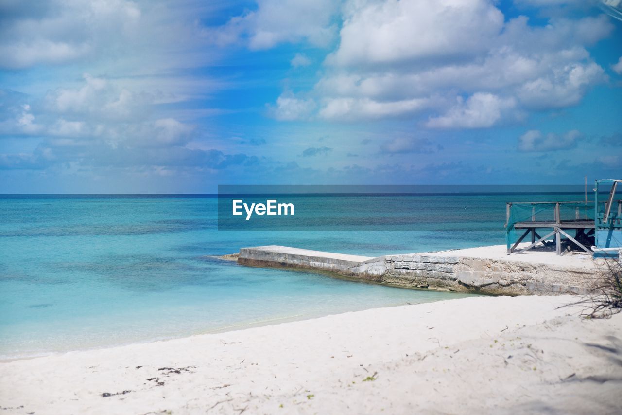 Scenic view of sea against cloudy sky
