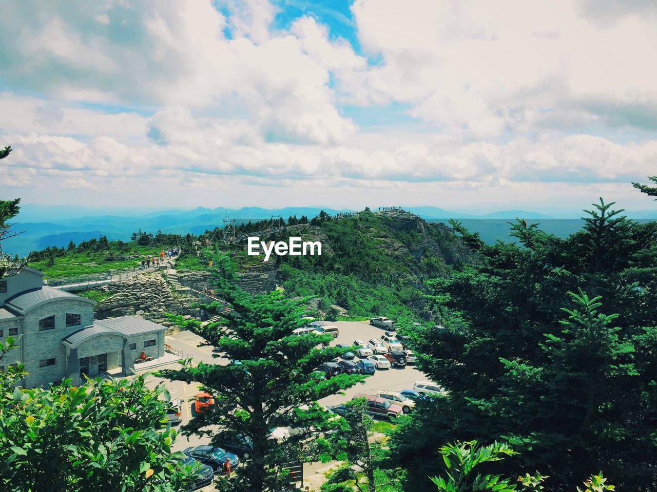 High angle view of grandfather mountain against cloudy sky