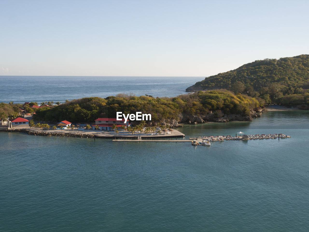 Scenic view of sea against clear sky