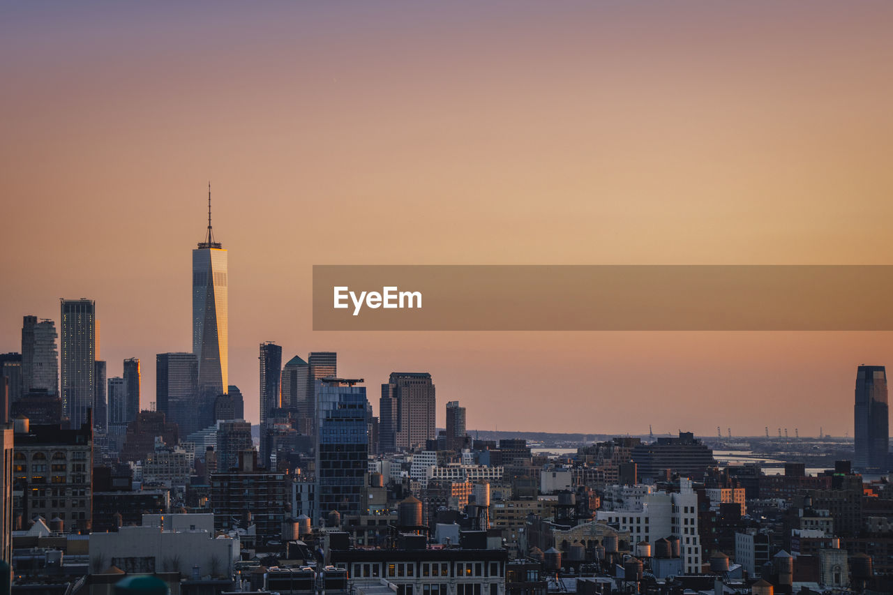 View of buildings against sky during sunset