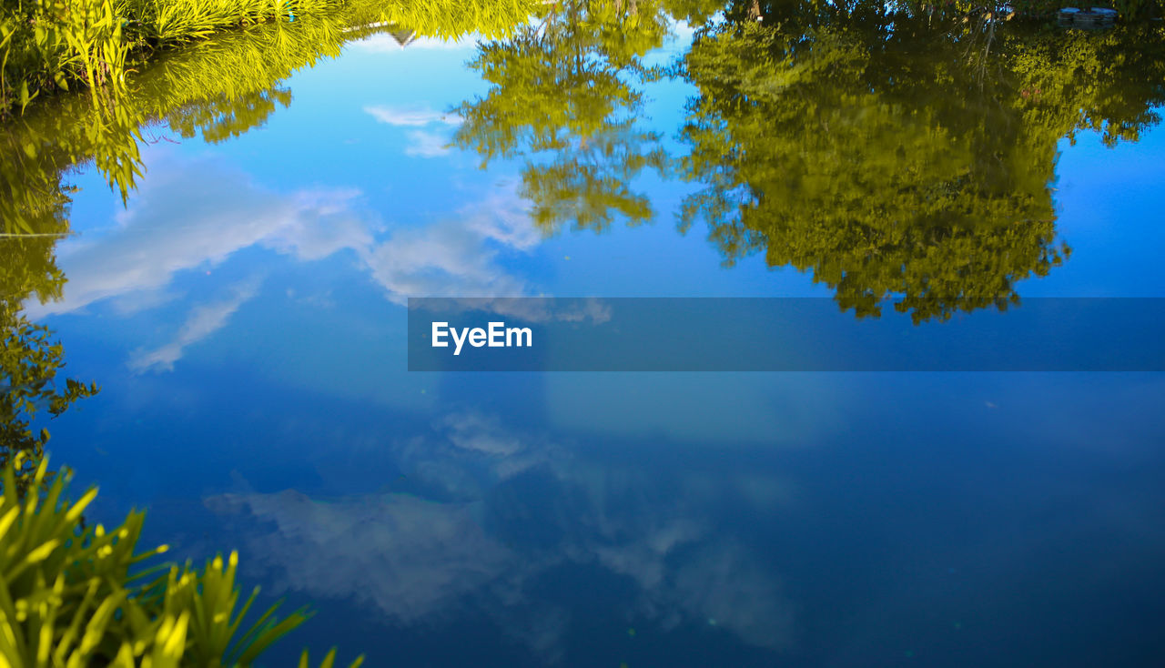 SCENIC VIEW OF LAKE AND TREES AGAINST SKY