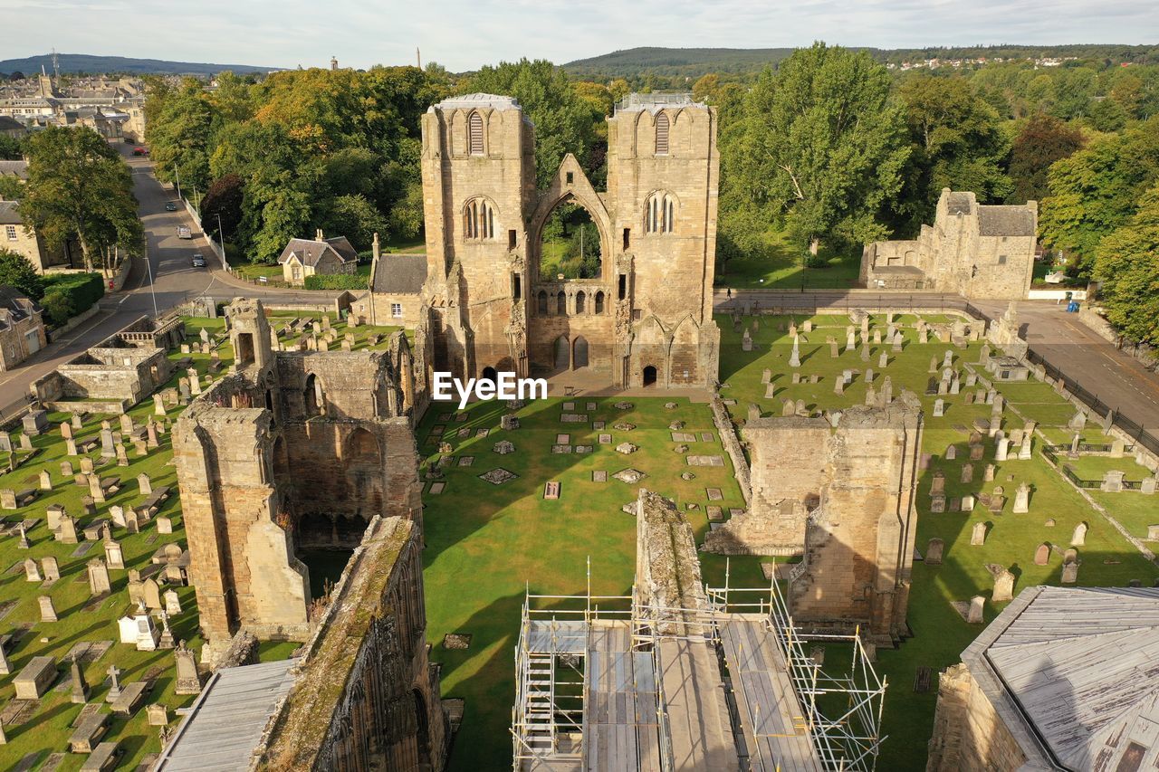 A panorama of the ruins of elgin cathedral at dusk. moray, scotland, uk