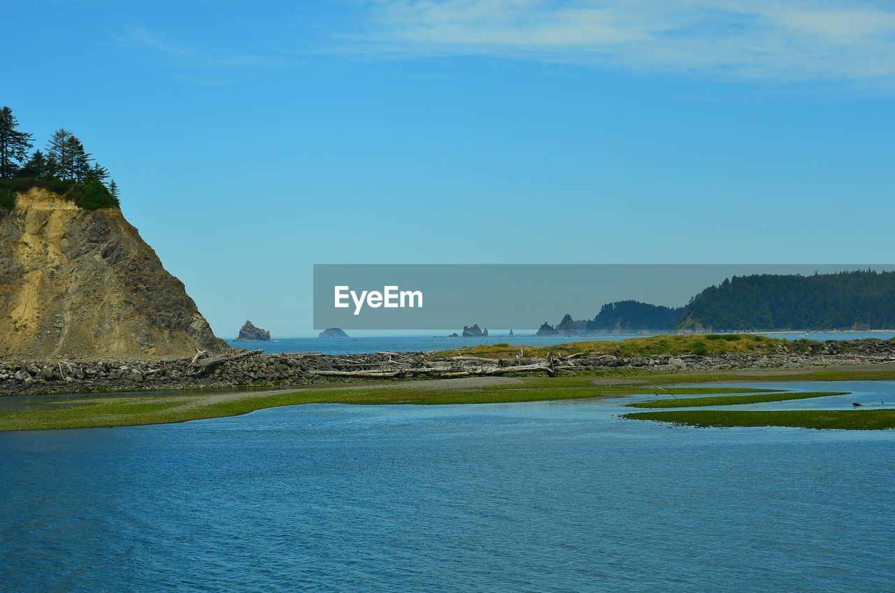 SCENIC VIEW OF SEA AND MOUNTAINS AGAINST SKY