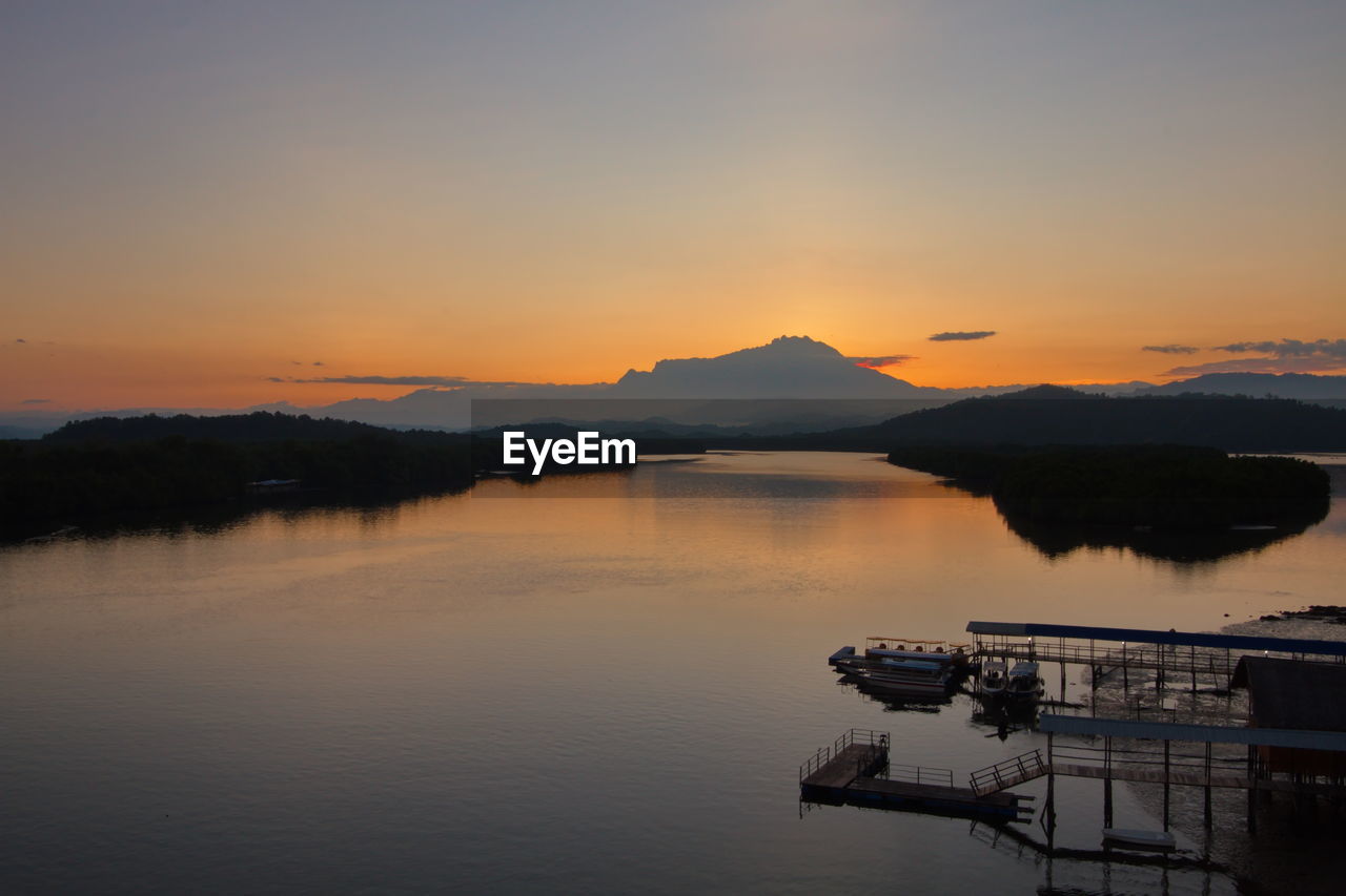 SCENIC VIEW OF LAKE DURING SUNSET