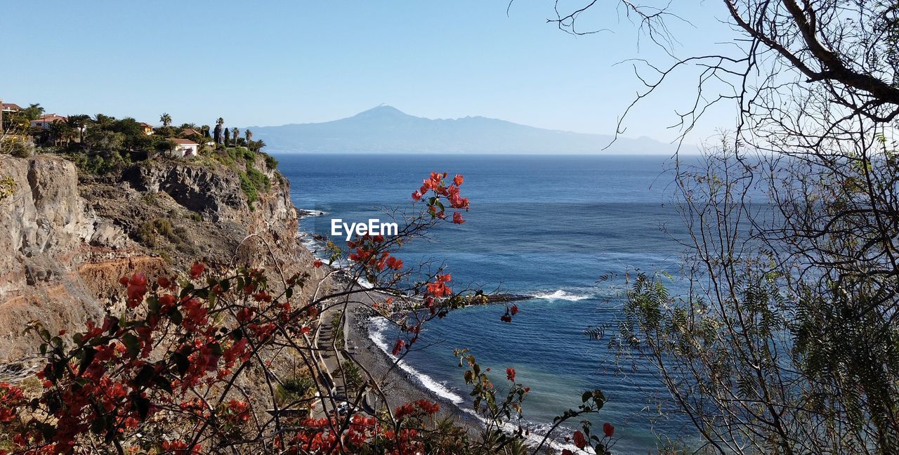 Scenic view of sea against clear sky