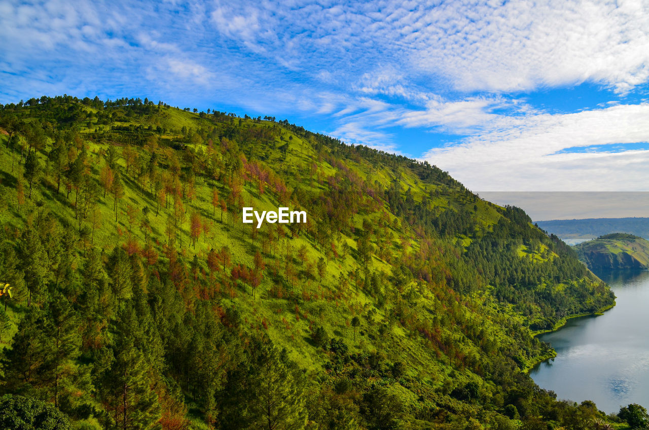 Scenic view of sea against cloudy sky