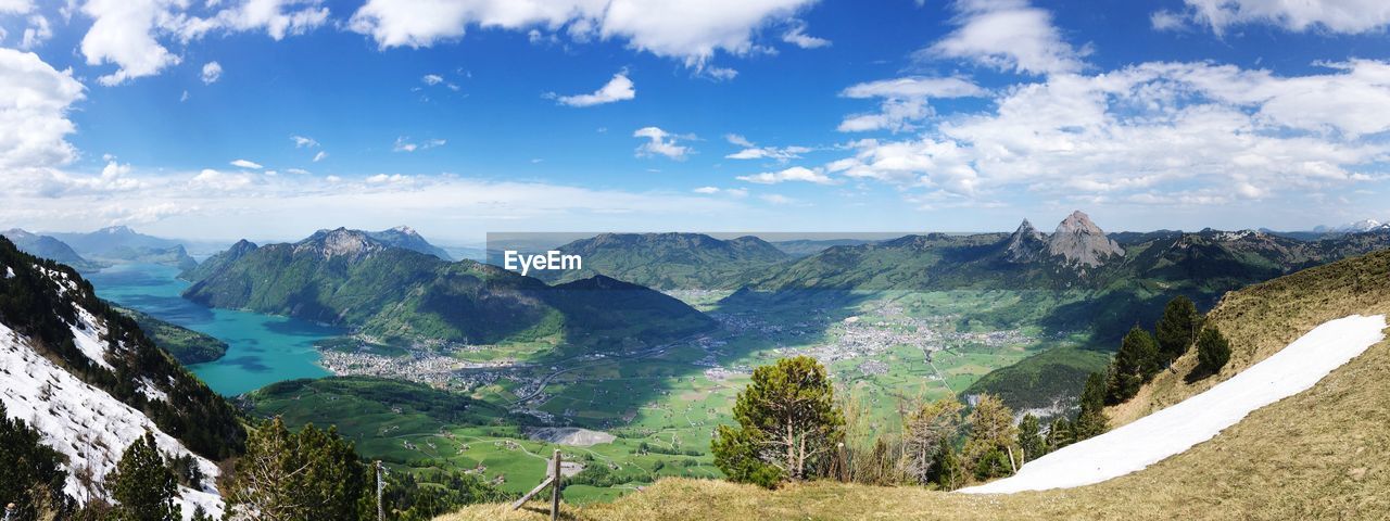 Panoramic view of mountains against sky