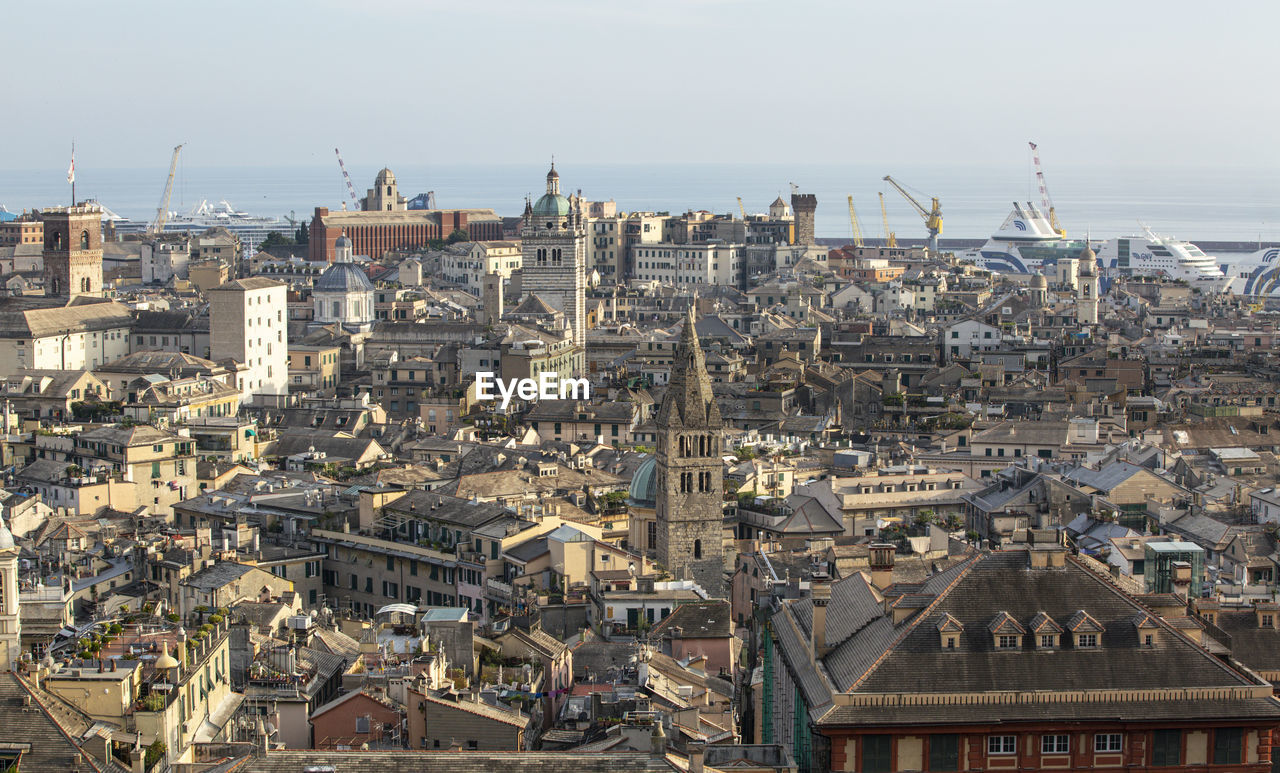 Skyline of the city of genoa in liguria in italy