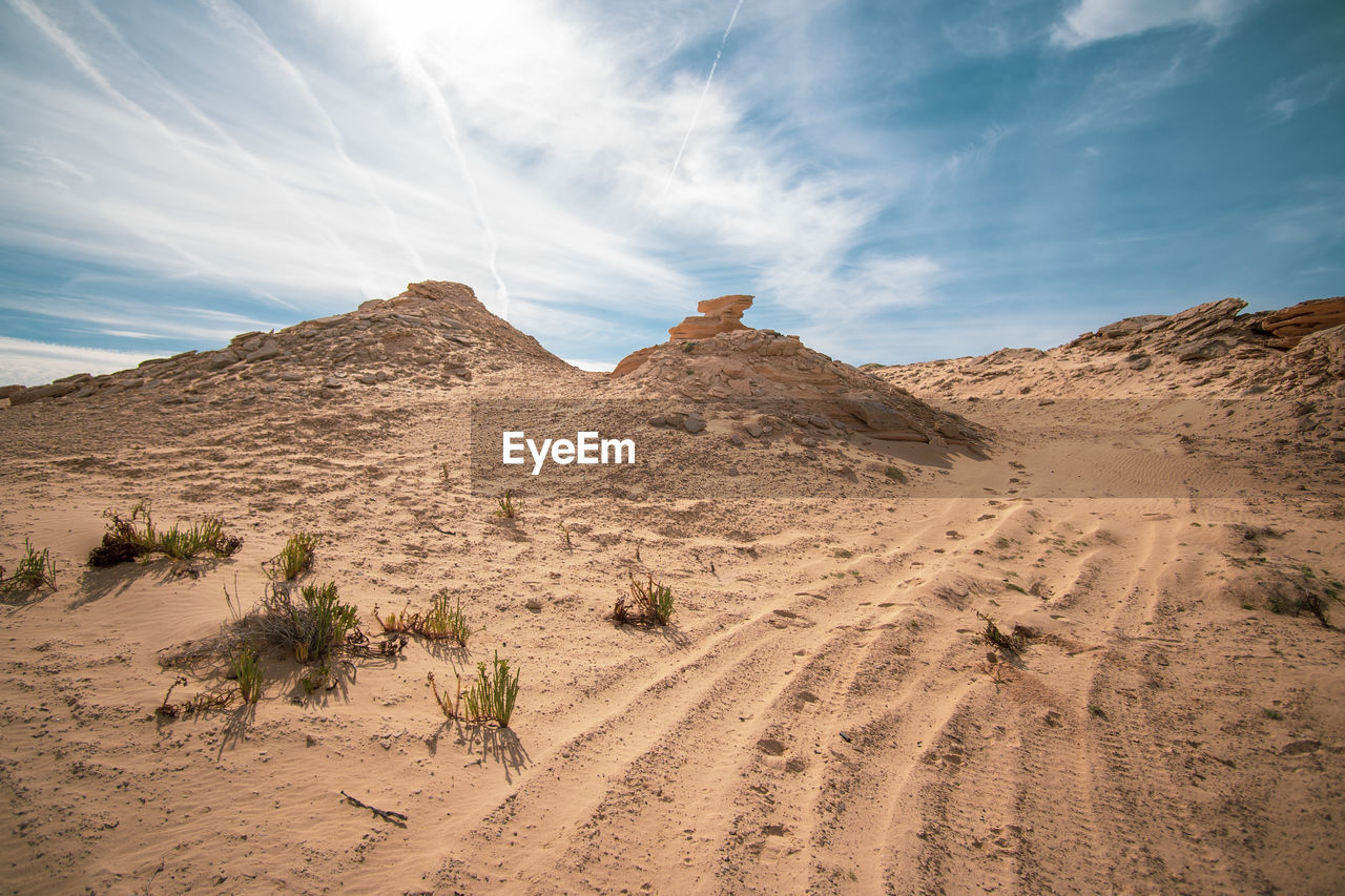 Scenic view of desert against sky