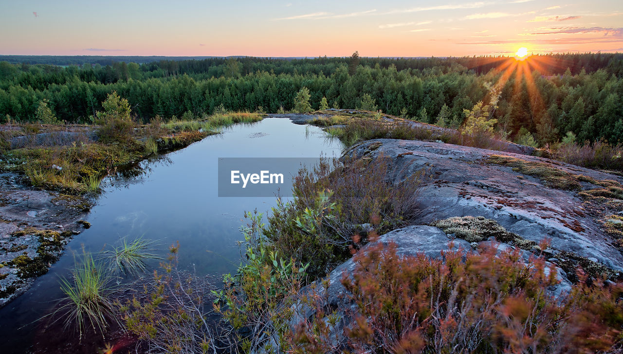 Scenic view of landscape against sky during sunset