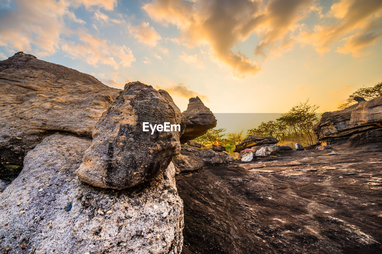 ROCK FORMATIONS AGAINST SKY